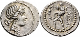 C. Iulius Caesar. Denarius, Asia 48-47, AR 3.95 g. Diademed head of Venus r. Rev. CAESAR Aeneas advancing l., carrying palladium in r. hand and Anchis...