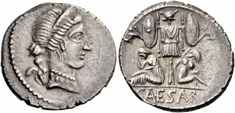 C. Iulius Caesar. Denarius, Spain 46-45, AR 3.96 g. Diademed head of Venus r.; b...
