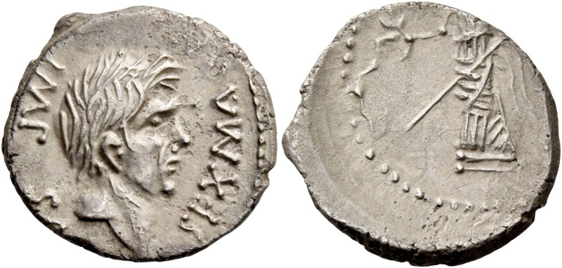 Sextus Pompeius Magnus Pius. Denarius, Southern Spain 44, AR 3.64 g. SEX MAGN – ...
