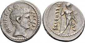 C. Caesar Octavianus and P. Clodius. Denarius 42, AR 3.71 g. CAESAR – III VIR R P C Bare head of Octavian r., with slight beard. Rev. P CLODIVS – M F ...