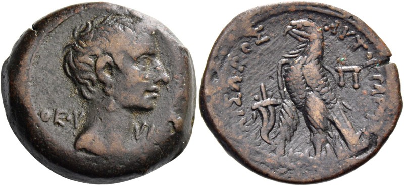 Octavian, 32 – 29 BC. 
Diobol or 80 Drachms, Alexandria circa 30-28, Æ 21.40 g....