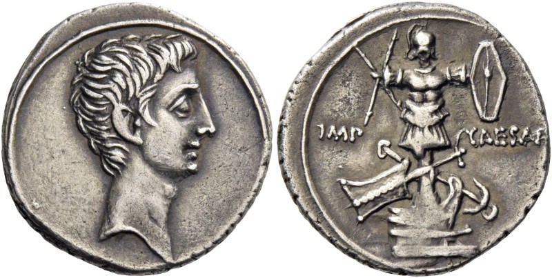 Octavian, 32 – 29 BC. Octavian, 32-27. Denarius, Brundisium and Roma (?) 29-27 B...