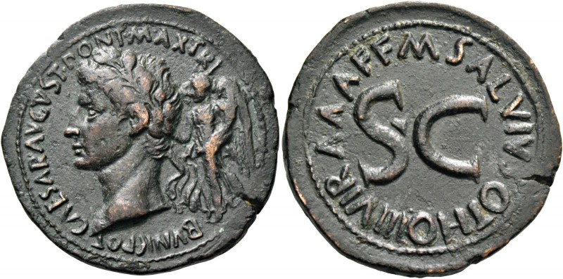 Octavian as Augustus, 27 BC – 14 AD. M. Salvius Otho. Dupondius (?) 7, Æ 15.93 g...