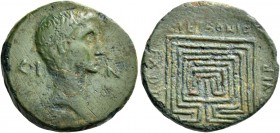 Octavian as Augustus, 27 BC – 14 AD. Bronze, Crete Cnossus, C. Petronius and M. Antonius duoviri before 2, Æ 6.93 g. CI – C / [CN] Bare head r. Rev. E...