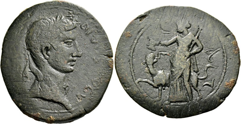 Octavian as Augustus, 27 BC – 14 AD. Divus Augustus. Bronze, Leptis Magna Syrtic...