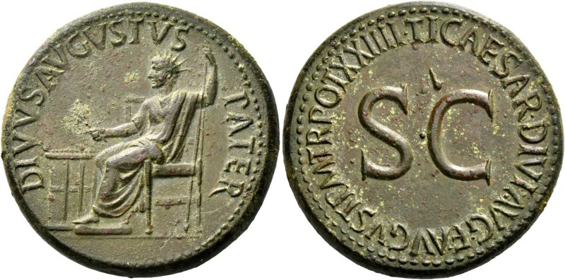 Octavian as Augustus, 27 BC – 14 AD. Divus Augustus. Sestertius 22-23, Æ 27.35 g...