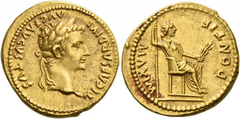 Tiberius augustus, 14 – 37. Aureus, Lugdunum 14-37, AV 7.64 g. TI CAESAR DIVI – ...