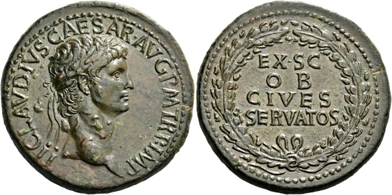 Claudius augustus, 41 – 54. Sestertius circa 41-50 and later, Æ 28.27 g. TI CLAV...