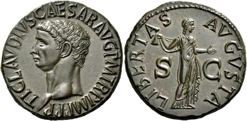 Claudius augustus, 41 – 54. As 50-54, Æ 13.11 g. TI CLAVDIVS CAESAR AVG P M TR P...