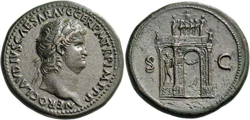 Nero augustus, 54 – 68. Sestertius circa 64, Æ 27.70 g. NERO CLAVDIVS CAESAR AVG...