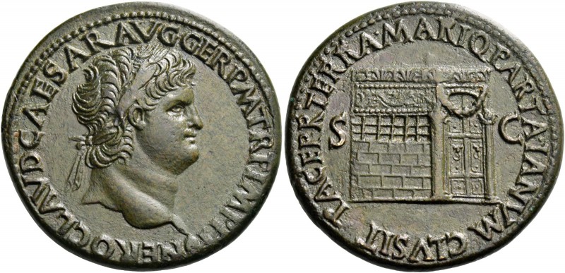 Nero augustus, 54 – 68. Sestertius circa 65, Æ 23.95 g. NERO CLAVD CAESAR AVG GE...