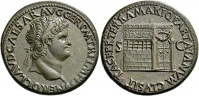 Nero augustus, 54 – 68. Sestertius circa 65, Æ 23.95 g. NERO CLAVD CAESAR AVG GER P M TR P IMP P P Laureate head r., with globe at point of bust. Rev....