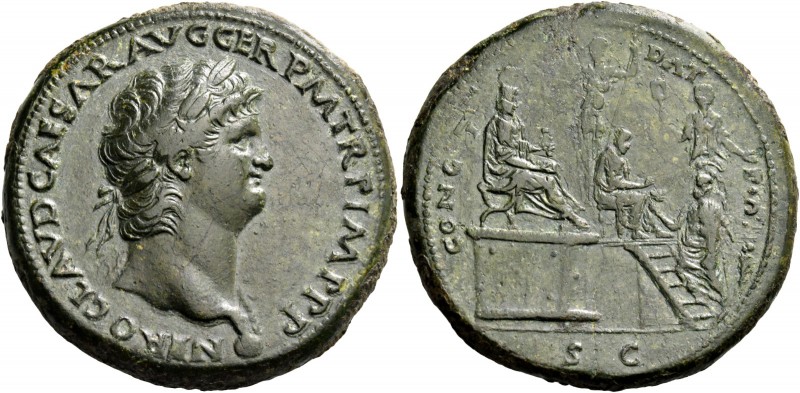 Nero augustus, 54 – 68. Sestertius, Lugdunum circa 65, Æ 28.51 g. NERO CLAVD CAE...