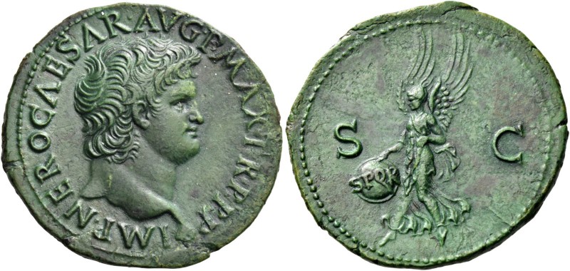 Nero augustus, 54 – 68. As, Lugdunum circa 66, Æ 10.36 g. IMP NERO CAESAR AVG P ...