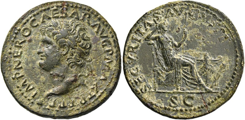 Nero augustus, 54 – 68. Dupondius, Lugdunum circa 67, Æ 15.06 g. IMP NERO CAESAR...