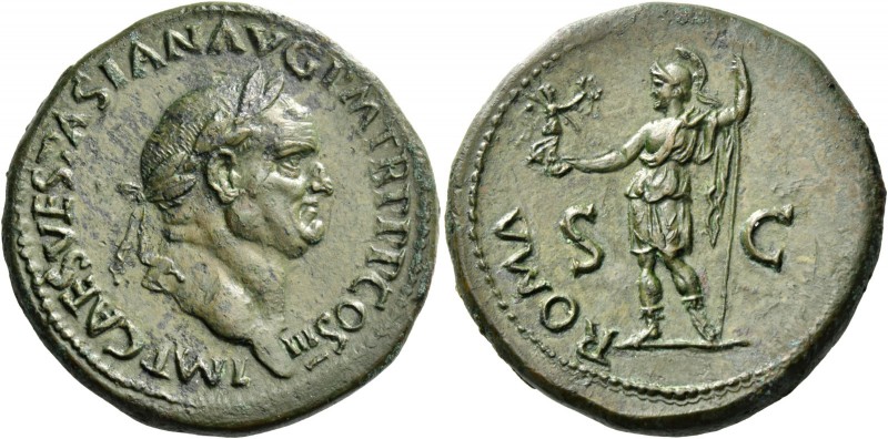 Vespasian, 69 – 79. Sestertius 71, Æ 26.06 g. IMP CAES VESPASIAN AVG P M TR P P ...