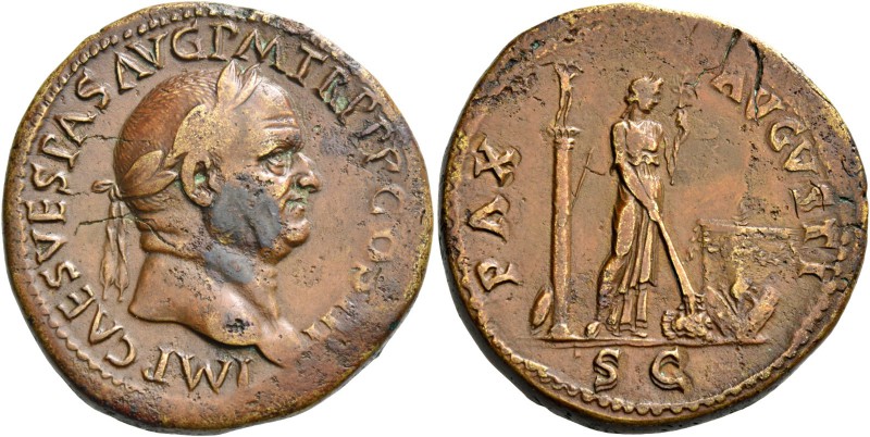 Vespasian, 69 – 79. Sestertius 71, Æ 27.35 g. IMP CAES VESPASIAN AVG P M TR P P ...