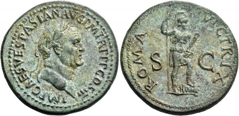 Vespasian, 69 – 79. Sestertius 71, Æ 27.00 g. IMP CAES VESPASIAN AVG P M TR P P ...