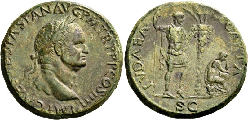 Vespasian, 69 – 79. Sestertius, Lugdunum 72, Æ 24.87 g. IMP CAES VESPASIAN AVG P...