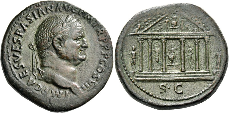 Vespasian, 69 – 79. Sestertius 76, Æ 26.59 g. IMP CAES VESPASIANVS AVG P M TR P ...