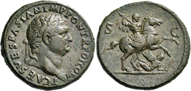 Titus caesar, 69 – 79. Sestertius 72, Æ 24.68 g. T CAES VESPASIAN IMP PON TR POT...