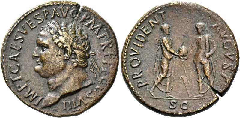 Titus augustus, 79 – 81. Sestertius 80-81, Æ 21.75 g. IMP T CAES VESP AVG P M TR...