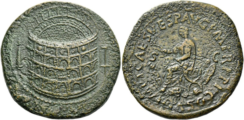 Titus augustus, 79 – 81. Sestertius 80-81, Æ 26.15 g. Aerial view of the Flavian...