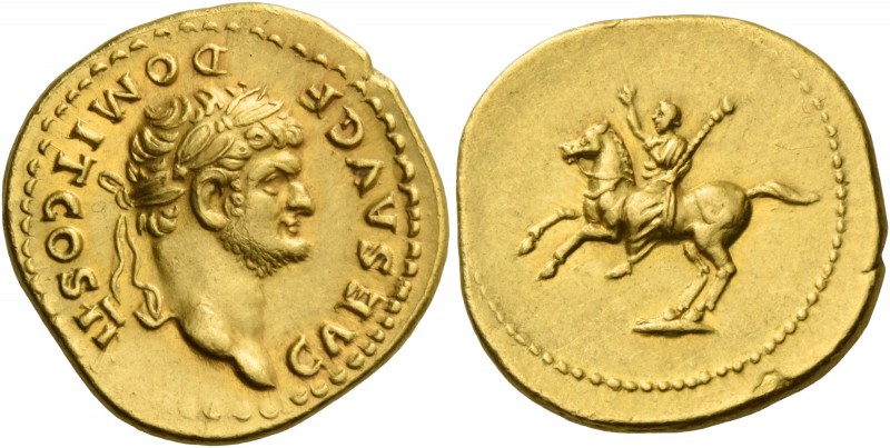 Domitian caesar, 69 – 81. Aureus 73, AV 7.39 g. DOMIT COS II – CAES AVG F Laurea...
