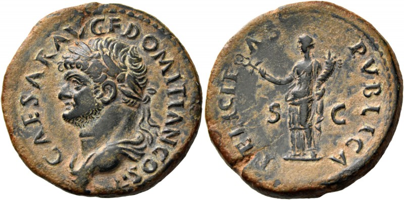 Domitian caesar, 69 – 81. Dupondius 73-74, Æ 12.74 g. CAESAR AVG F DOMITIAN COS ...