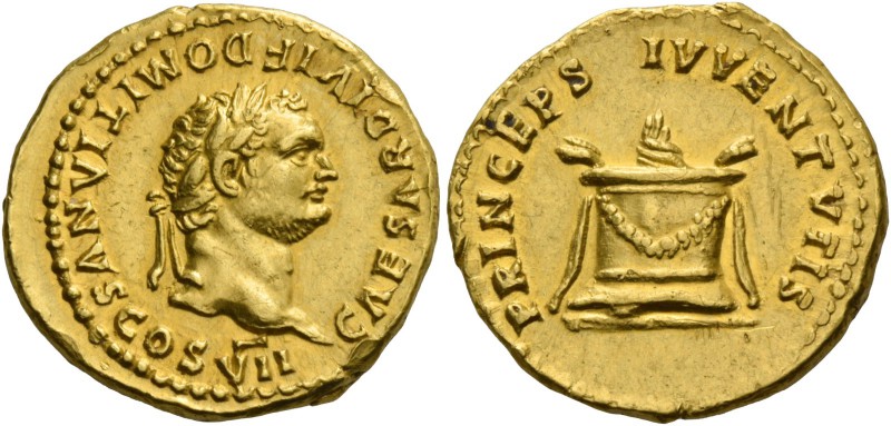 Domitian caesar, 69 – 81. Aureus 80-81, AV 7.29 g. CAESAR DIVI F DOMITIANVS COS ...