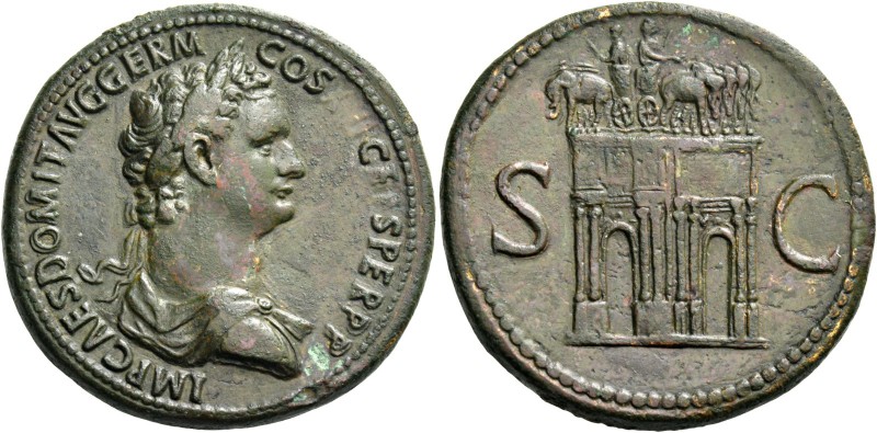 Domitian augustus, 81 – 96. Sestertius 95-96, Æ 27.47 g. IMP CAES DOMIT AVG GERM...