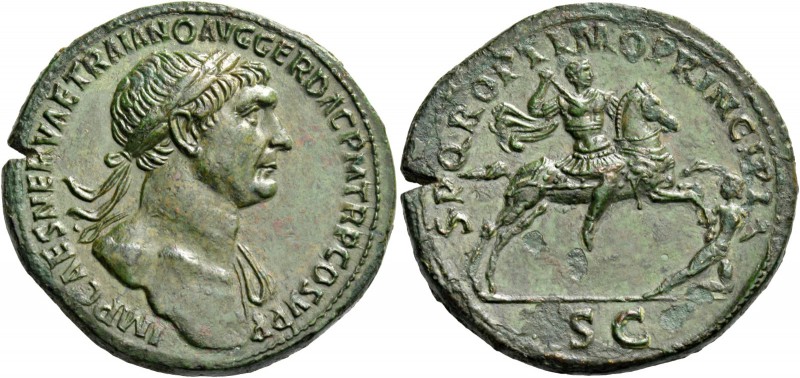 Trajan, 98 – 117. Sestertius 103-107, Æ 26.66 g. IMP CAES NERVAE TRAIANO AVG GER...