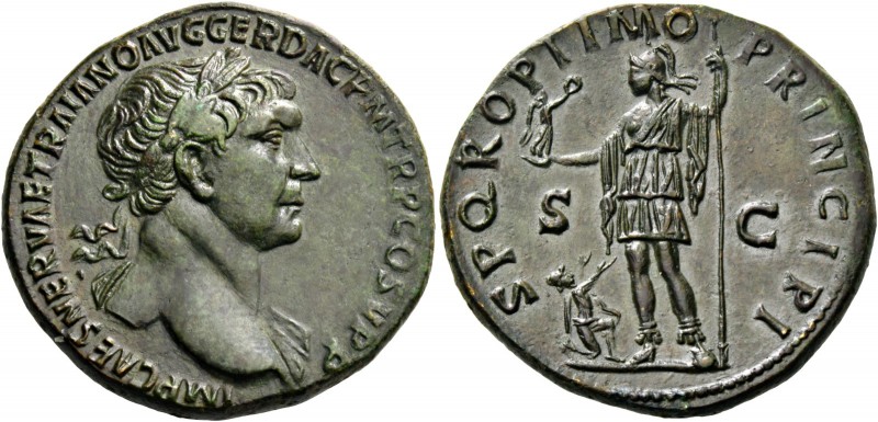 Trajan, 98 – 117. Sestertius 108-111, Æ 21.04 g. IMP CAES NERVAE TRAIANO AVG GER...