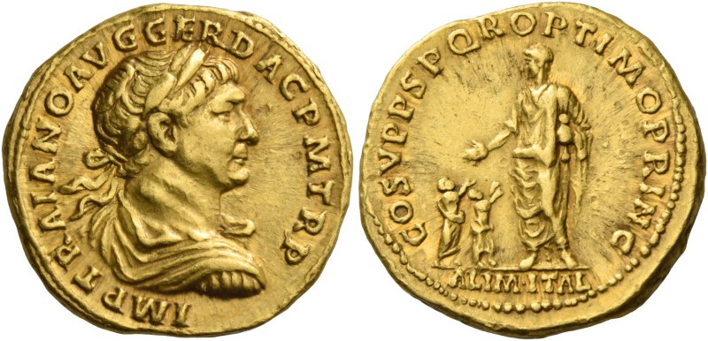 Trajan, 98 – 117. Aureus 111, AV 7.26 g. IMP TRAIANO AVG GER DAC PM TR P Laureat...