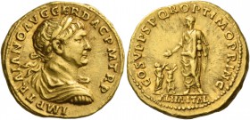 Trajan, 98 – 117. Aureus 111, AV 7.26 g. IMP TRAIANO AVG GER DAC PM TR P Laureate, draped and cuirassed bust r. Rev. COS V P P SPQR OPTIMO PRINC Traja...