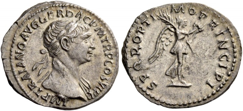 Trajan, 98 – 117. Quinarius beginning 112-Summer 114, AR 1.34 g. IMP TRAIANO AVG...