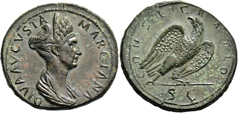 Marciana, sister of Trajan. Sestertius 113-117, Æ 28.96 g. DIVA AVGVSTA – MARCIA...