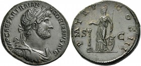 Hadrian augustus, 117 – 134. Sestertius 121-122, Æ 24.69 g. IMP CAESAR TRAIAN – HADRIANVS AVG Laureate, draped and cuirassed bust r. Rev. P M TR P – C...