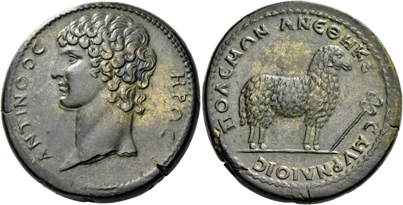 Antinous, favourite of Hadrian. Medallion, Smyrna Ioniae after 130, Æ 41.95 g. A...
