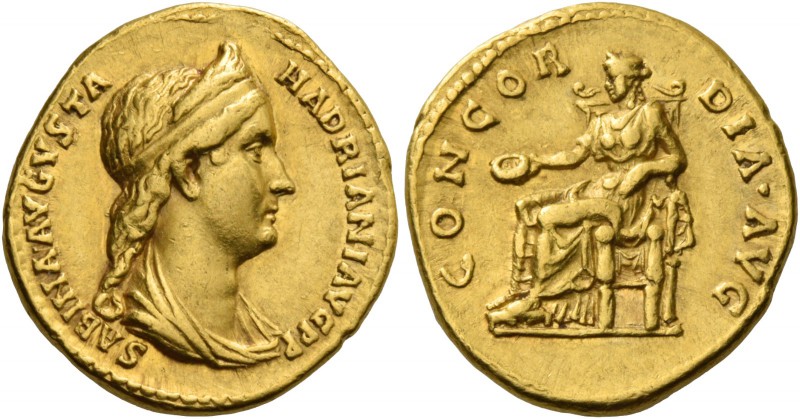 Sabina, wife of Hadrian. Aureus 129, AV 7.45 g. SABINA AVGVSTA – HADRIANI AVG P ...