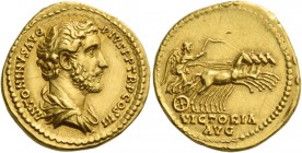 Antoninus Pius augustus, 138 – 161. Aureus 140-143, AV 6.95 g. ANTONINVS AVG – PIVS P P TR P COS III Bare-headed and draped bust r. Rev. VICTORIA / AV...