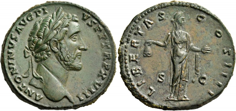 Antoninus Pius augustus, 138 – 161. Sestertius 154-155, Æ 28.52 g. ANTONINVS AVG...