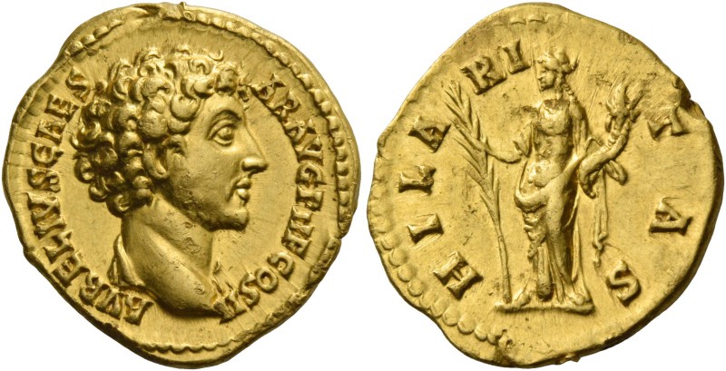Marcus Aurelius caesar, 139 – 161. Aureus 145-147, AV 7.06 g. AVRELIVS CAES –AR ...