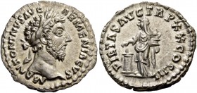 Marcus Aurelius augustus, 161 – 180. Denarius December 165–Summer 166, AR 3.32 g. M ANTONINVS AVG – ARMENIACVS Laureate head r. Rev. PIETAS AVG TR P X...