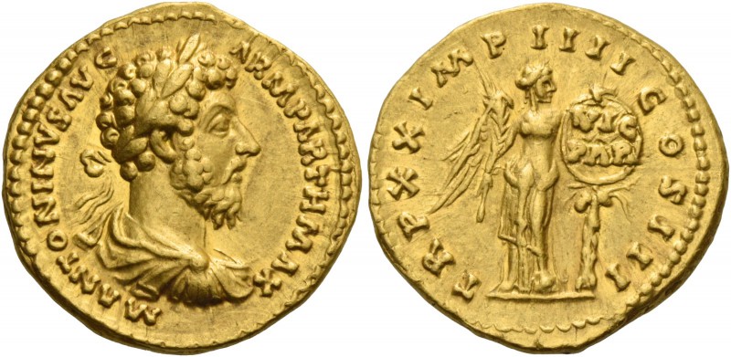 Marcus Aurelius augustus, 161 – 180. Aureus 166, AV 7.33 g. M ANTONINVS AVG – AR...