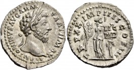 Marcus Aurelius augustus, 161 – 180. Denarius Summer-December 166, AR 3.41 g. M ANTONINVS AVG ARM – PART MAX Laureate head r. Rev. TR P XX – IMP IIII ...