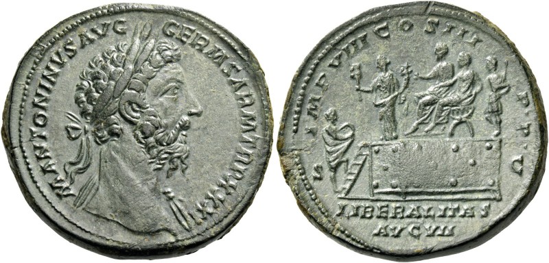 Marcus Aurelius augustus, 161 – 180. Sestertius 176-177, Æ 29.20 g. M ANTONINVS ...
