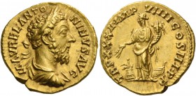 Marcus Aurelius augustus, 161 – 180. Aureus 177-178, AV 7.22 g. M AVREL ANTO – NINVS AVG Laureate, draped and cuirassed bust r. Rev. TR P XXXII IMP VI...