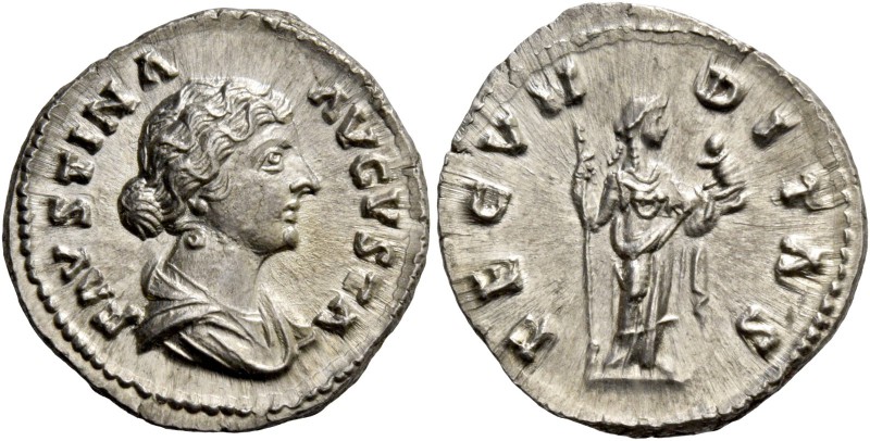 Faustina II, daughter of Antoninus Pius and wife of Marcus Aurelius. Denarius 16...