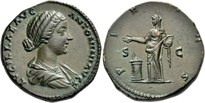 Lucilla, daughter of Marcus Aurelius and wife of Lucius Verus. Sestertius circa ...